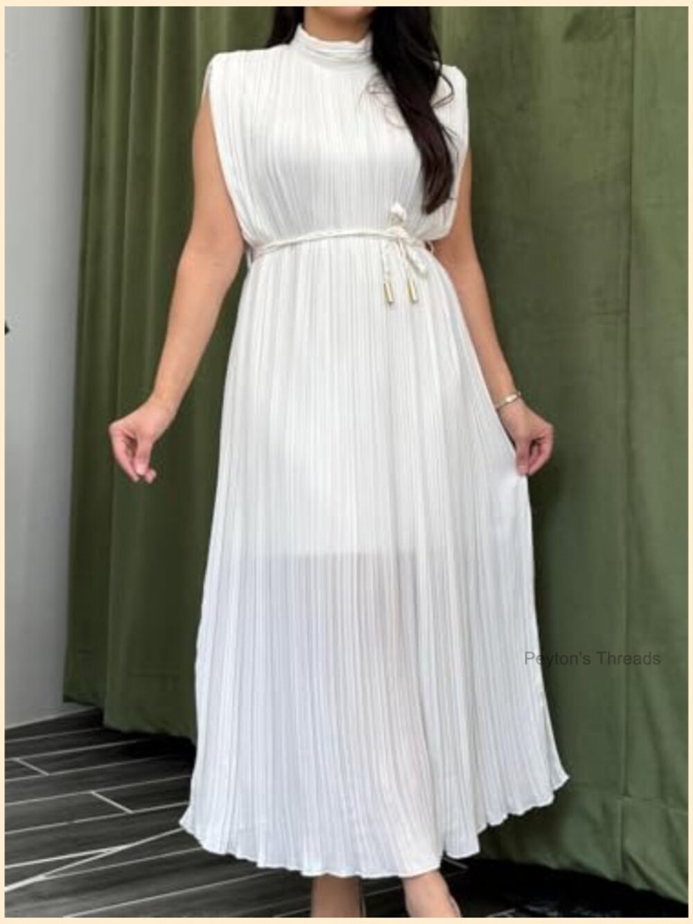 Sleeveless Pleated Maxi Dress with Tie-Waist - Picture 5 of 7